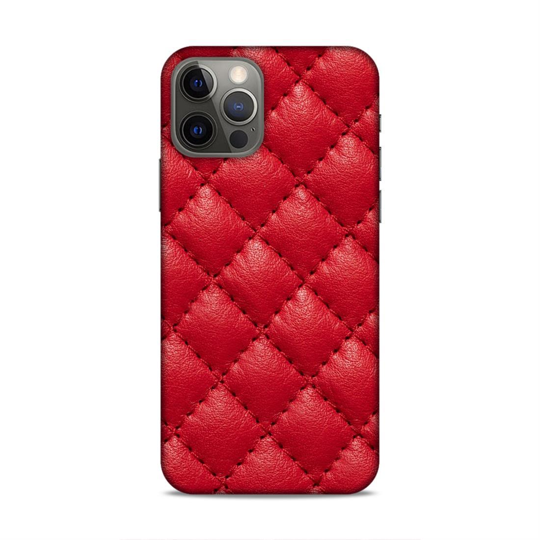 Red Square Pattern iPhone 12 Pro Phone Back Case