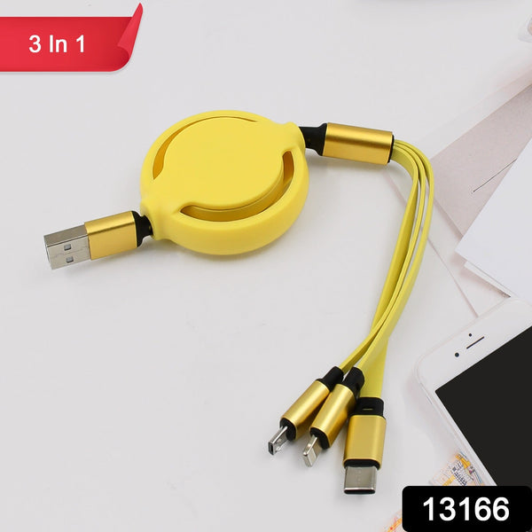 3 in 1 retractable charger charging cable 1 pc