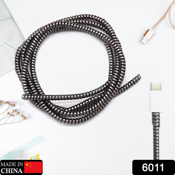 metallic finish cable spiral protector wire repair pet cord protector headphone saver cable wrap cover for mac charging cable