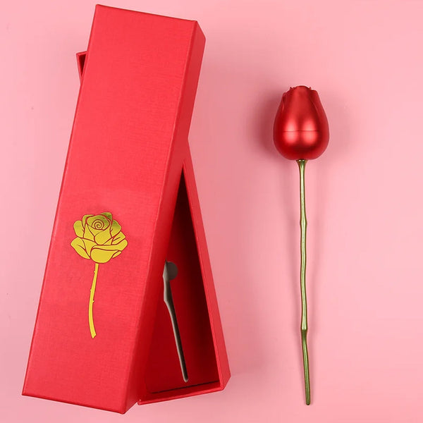 red rose couple rings box for valentines day gift