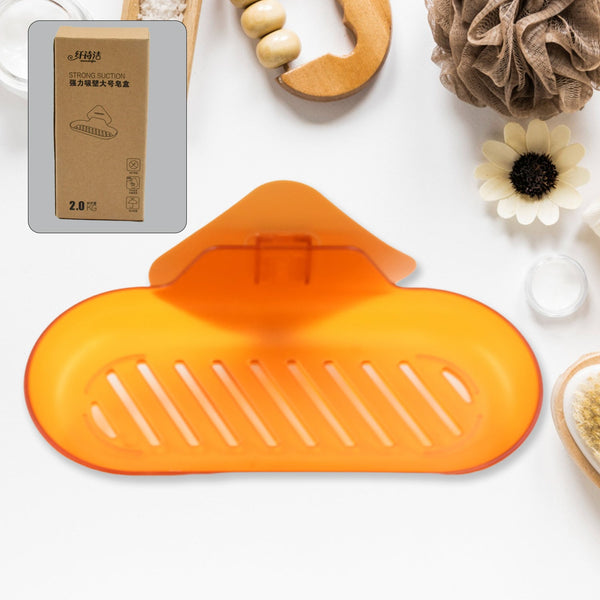 plastic soap dish holder for bathroom shower wall mounted self adhesive soap holder saver tray plastic sponge holder for kitchen storage rack soap box bathroom 1 pc