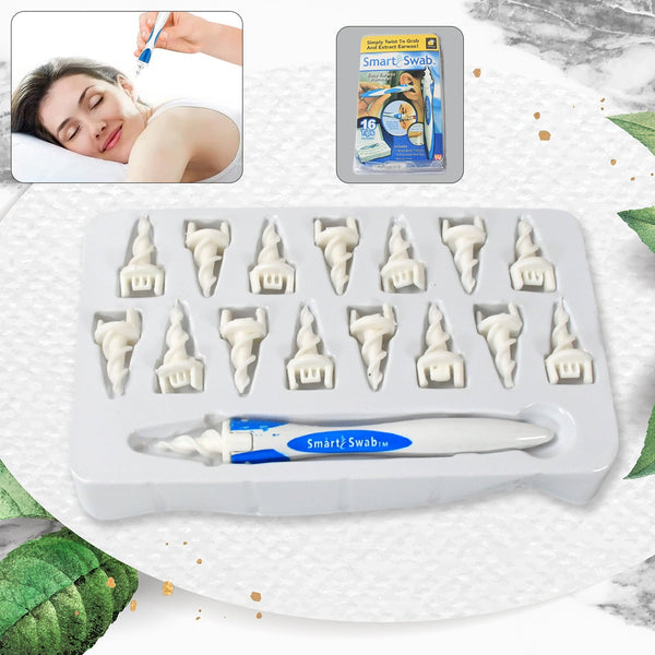 17698 ear wax removal ear cleaner earwax remover spiral soft silicone safe upgraded smart earwax removal tool swab kit with 16 replacement tips for adults kids