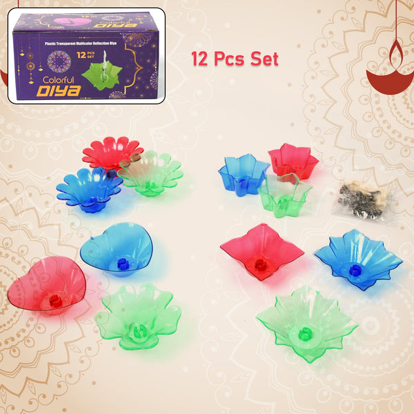 13625 colorful reflection diya combo 12pc