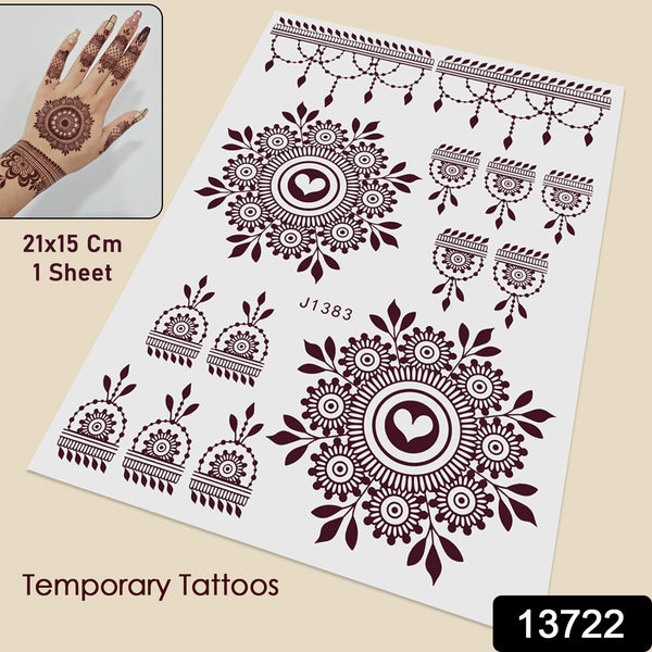 13722 temporary tattoos 1 sheet j1383