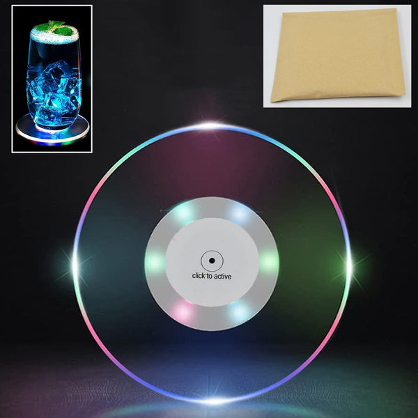 colorful led cocktail coaster round ultra thin