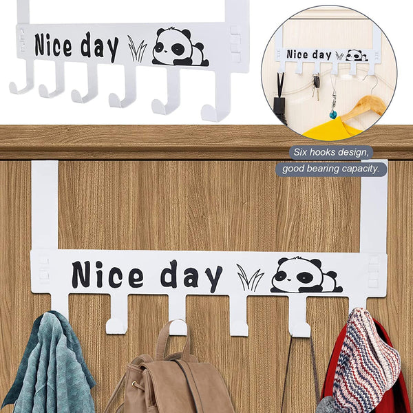 8536 heavy duty carbon steel cartoon nice day over door hook hanger rack towel hanger removable door hook coat scarf cloths hanger 1 pc 6 hook