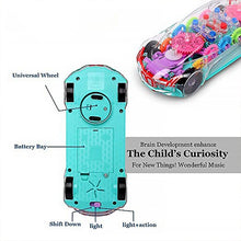 17793 automatic 360 degree rotating transparent gear concept car with musical and 3d flashing lights toy for kids boys girls multicolor