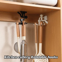 360 degree rotating figure 6 claw kitchen utensils holder hook organizerkitchen rack non punching and trace sticky hook for bathroom door wall white 1 pc 1