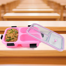 insulated 3 compartment plastic lunch box