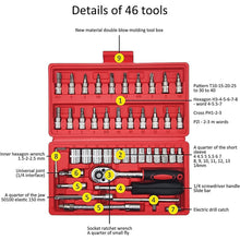 socket 1 4 inch combination repair tool kit red 46 pcs