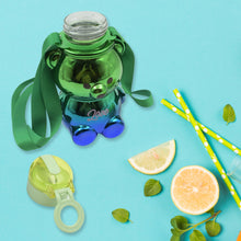 cute plastic water bottle with adjustable shoulder strap and stickers