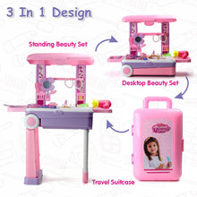 portable beauty set suitcase wheel