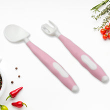 silicone bendable kids feeding spoons and forks toddler utensils with travel case baby spoon and fork set for self feeding learning bendable handle for kid children toddlers 2 pc set