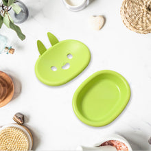 17768 soap box drain soap box cute rabbit shape double soap bowl box plastic rack storage rack bathroom toilet storage box