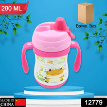 12779 vacuum stainless steel water bottle with carry handle straw fridge water bottle double wall leak proof rust proof cold amp hot leak proof office bottle gym home kitchen hiking trekking travel bottle 280 ml