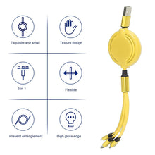 3 in 1 retractable charger charging cable 1 pc