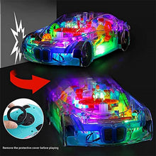 17793 automatic 360 degree rotating transparent gear concept car with musical and 3d flashing lights toy for kids boys girls multicolor