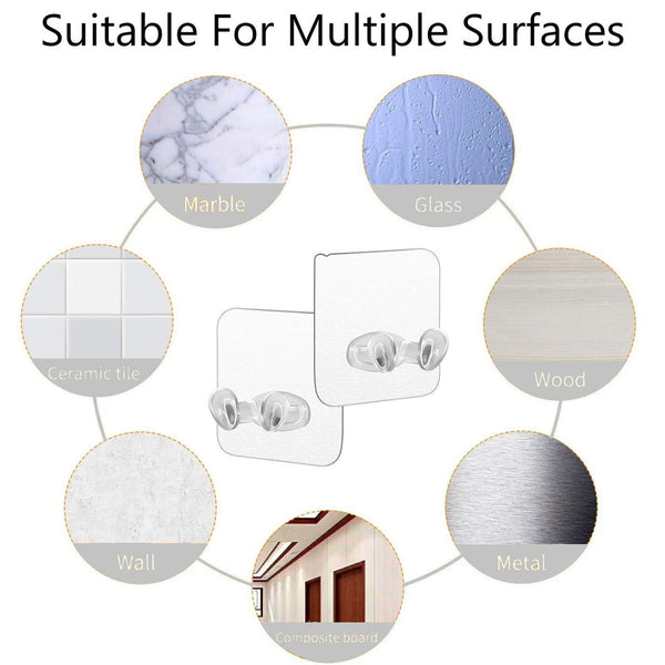 17777 transparent self adhesive hook seamless drill free removable wall mounted hanger as toothbrush holder power plug socket holder waterproof and oil proof 1 pc