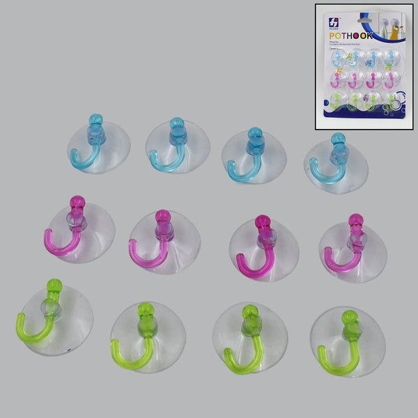 transparent rubber suction wall hook 12pc