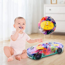 17793 automatic 360 degree rotating transparent gear concept car with musical and 3d flashing lights toy for kids boys girls multicolor