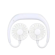 0875 portable usb battery rechargeable mini fan headphone design wearable neckband fan