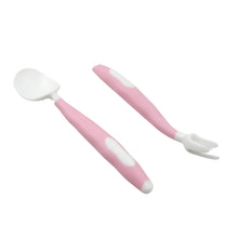 silicone bendable kids feeding spoons and forks toddler utensils with travel case baby spoon and fork set for self feeding learning bendable handle for kid children toddlers 2 pc set