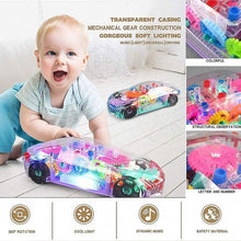 17793 automatic 360 degree rotating transparent gear concept car with musical and 3d flashing lights toy for kids boys girls multicolor