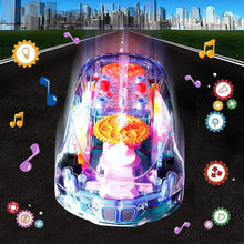 17793 automatic 360 degree rotating transparent gear concept car with musical and 3d flashing lights toy for kids boys girls multicolor