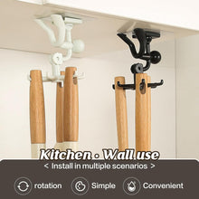 360 degree rotating figure 6 claw kitchen utensils holder hook organizerkitchen rack non punching and trace sticky hook for bathroom door wall white 1 pc 1