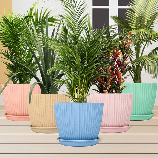 18267 flower pot with tray col box 5pc
