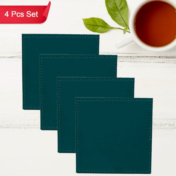 square tea coaster dining table decor accessories coaster for dining table for hot pots coasters for cups durable and long lasting leather coffee table for home or office use 4 pc