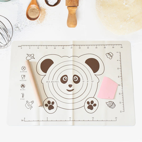 3 in 1 silicone baking mat with wooden belan cake scraper 3 pcs set 50 70 cm