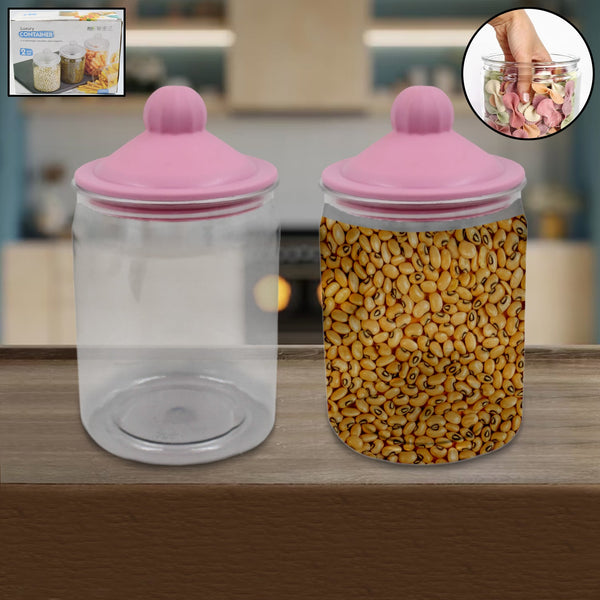 transparent kitchen plastic container jar set 2 pcs set 1100 ml approx