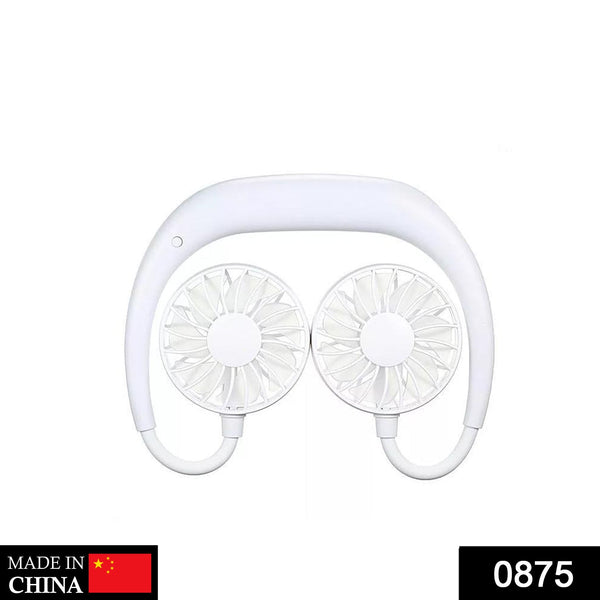 0875 portable usb battery rechargeable mini fan headphone design wearable neckband fan