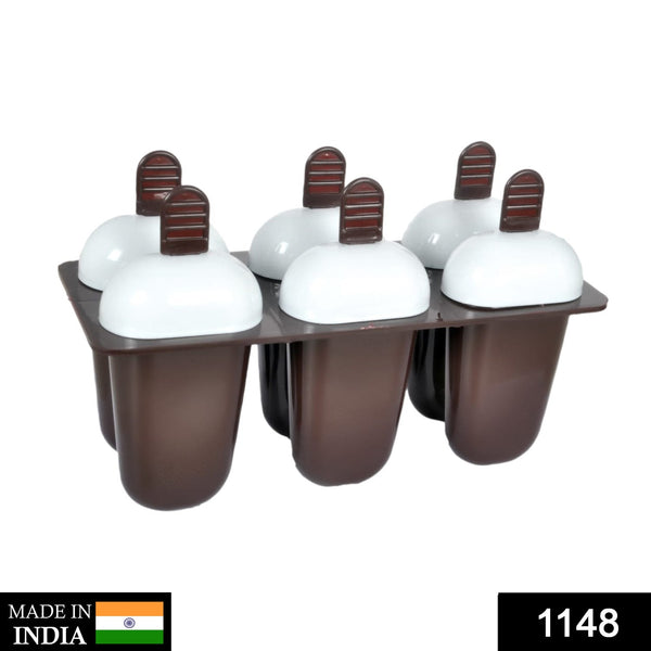 1148 plastic ice candy maker kulfi maker moulds set with 6 cups multicolour