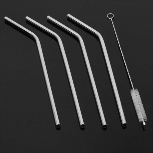reusable stainless steel drinking straws bent 4 bent straws 1 brush