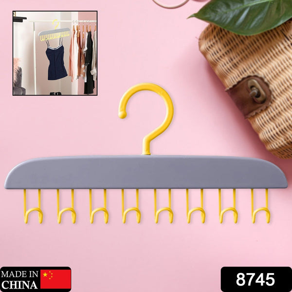 8745 plastic organizer hanger 360 degree rotatable clothes multifunctional with 8 hooks heavy duty clothing tank top belt towel drying rack holder 1 pc