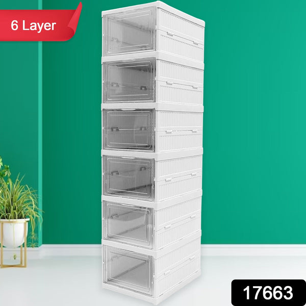 stackable multifunctional storage for clothes foldable drawer shelf basket utility cart rack storage organizer cart for kitchen pantry closet bedroom bathroom laundry 6 layer 1 pc