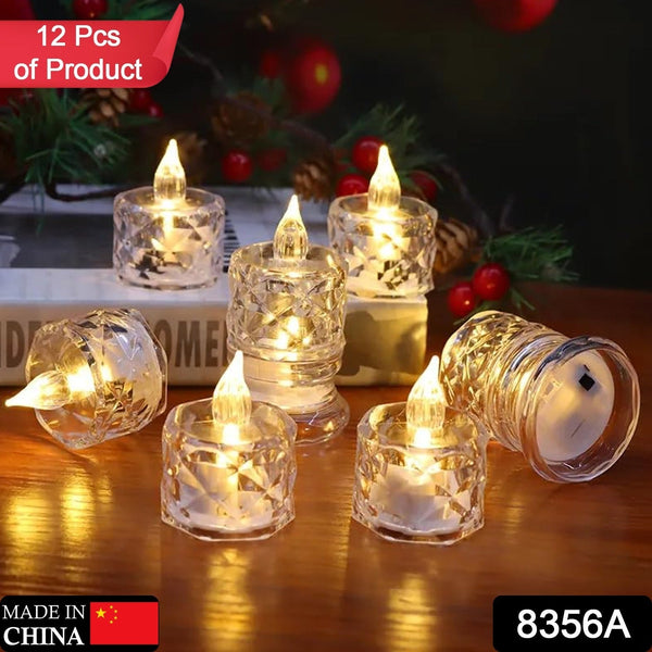 12 pcs flameless and smokeless decorative acrylic candles transparent led tea light candle for gifting house diwali christmas festival events decor candles 2