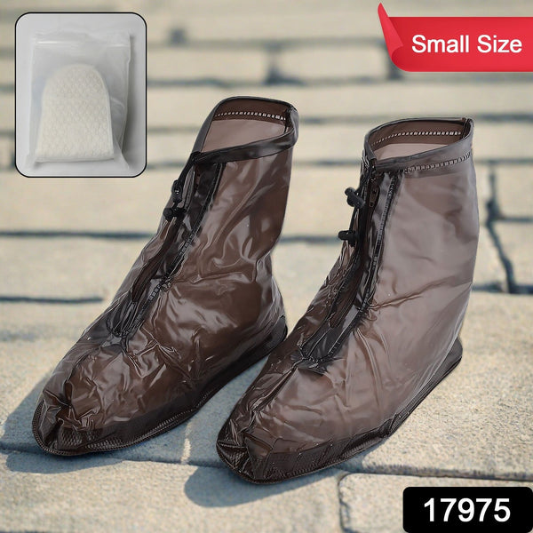 plastic shoes cover reusable anti slip boots zippered overshoes covers transparent waterproof snow rain boots for kids adult shoes for rainy season 1 pair small size