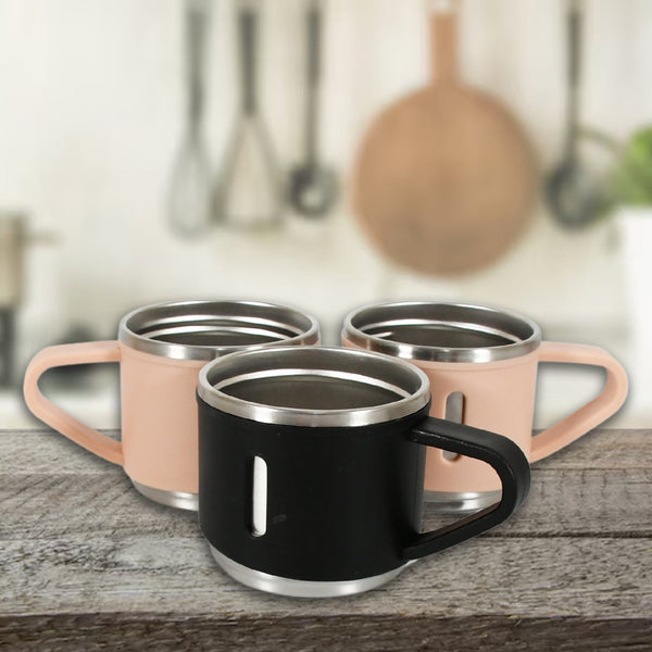 stainless steel vacuum coffee tea cup tea mug hot insulated double wall stainless steel coffee and milk cup with handle easy to carry coffee cup 3 pc