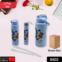 plastic water bottle 3pc set 3 different size bottle high quality water bottle plastic water bottle bpa free leak proof cartoon printed design for kids school for fridge office sports school gym yoga 3 pc set 1