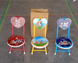 17761 heart shape kids chair cartoon printed foldable kids children folding chair for playrooms schools daycares and home metal and fibre body picnic beach camping chair 1 pc
