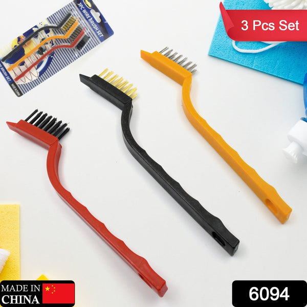 3pc mini wire brush set brass nylon stainless steel bristles household cleaning brush for gas stove smoke machine tool burner tiles tap rust removal welding slag dirt paint scrubbing 3 pcs set