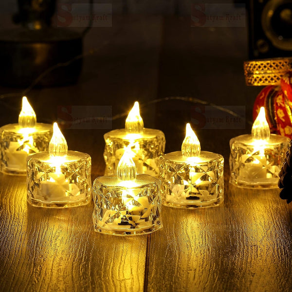 12 pcs flameless and smokeless decorative acrylic candles transparent led tea light candle for gifting house diwali christmas festival events decor candles 2