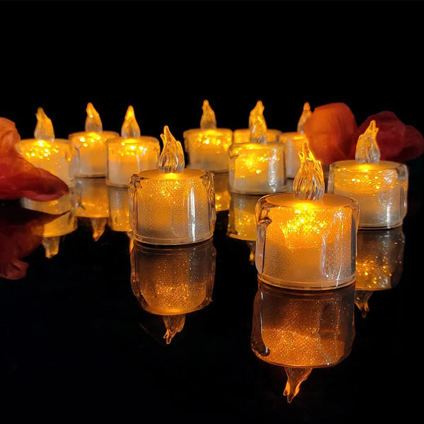 12 pcs flameless and smokeless decorative acrylic candles transparent led tea light candle for gifting house diwali christmas festival events decor candles