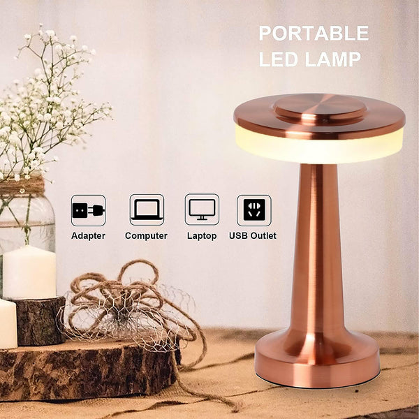 led lamp with touch control decorative desk lamp portable metal led table lamp usb rechargeable 3 color 3 levels brightness dimmable eye protection modern lamp for home decor party kids room bedroom 1 pc
