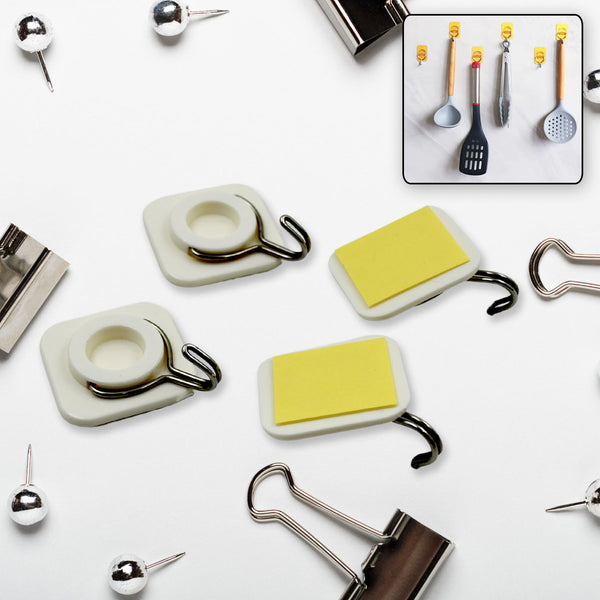 multipurpose strong hook self adhesive hooks for wall heavy plastic hook sticky hook household for home decorative hooks bathroom all type wall use hook suitable for bathroom kitchen office 2 pc 4 pc set