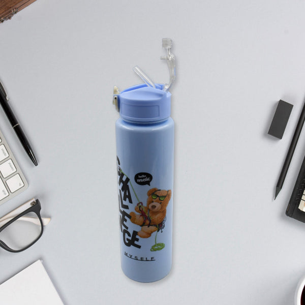 plastic water bottle 3pc set 3 different size bottle high quality water bottle plastic water bottle bpa free leak proof cartoon printed design for kids school for fridge office sports school gym yoga 3 pc set 1