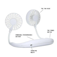 0875 portable usb battery rechargeable mini fan headphone design wearable neckband fan